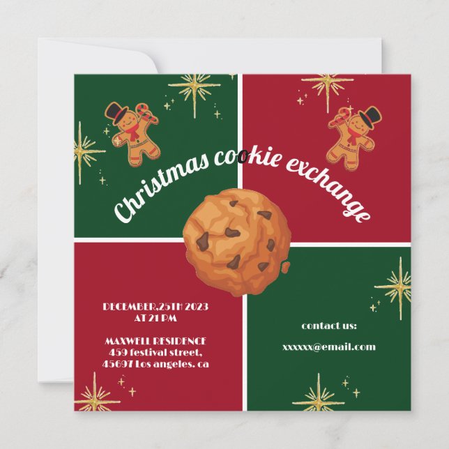 Invitation Échange de biscuits de Noël pain d'épices homme ve (Devant)