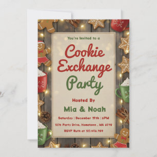 Invitation Échange de biscuits de Noël personnalisé et conviv