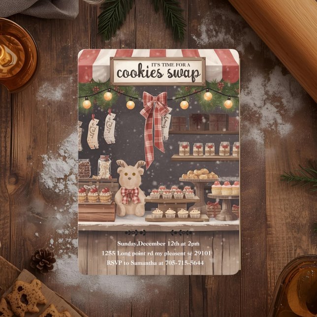 Invitation « Échange de biscuits de Noël rustique » (Créateur téléchargé)