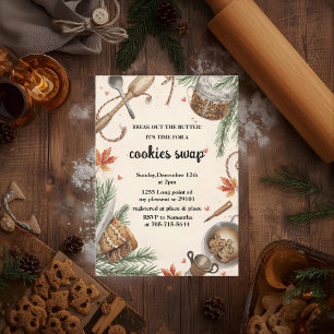 Invitation Échange de biscuits de Noël rustique Fête de pât