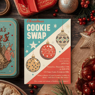 Invitation Échange de biscuits de Noël vintage milieu de sièc