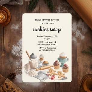 Invitation Échange de biscuits de vacances rustique   Noël co