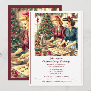 Invitation Échange de biscuits rétro de Noël 