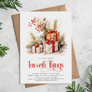 Invitation Échange de cadeaux 'Choses Préférées' de Noël élég