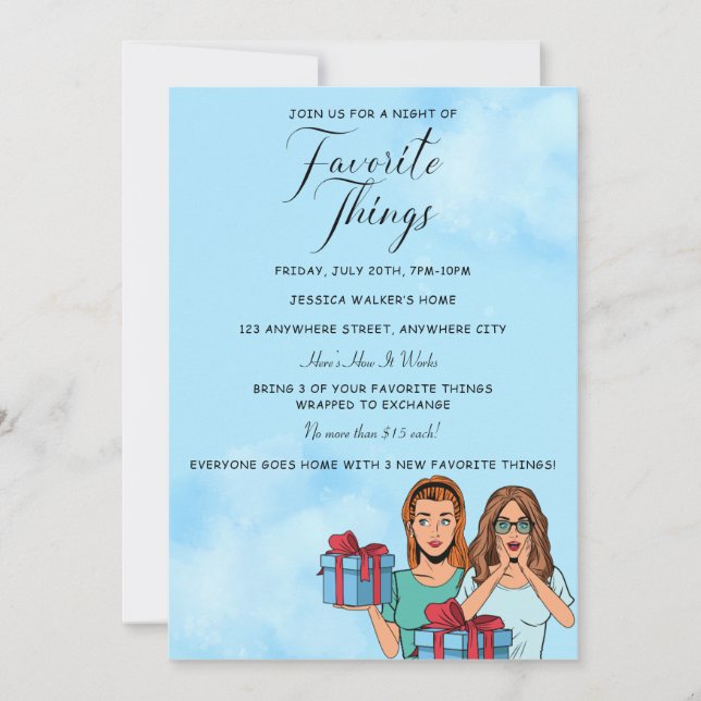 Invitation Échange de Cadeaux de Choses Préférées (Devant)