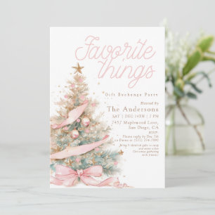 Invitation Échange de cadeaux de choses préférées Noël Rose
