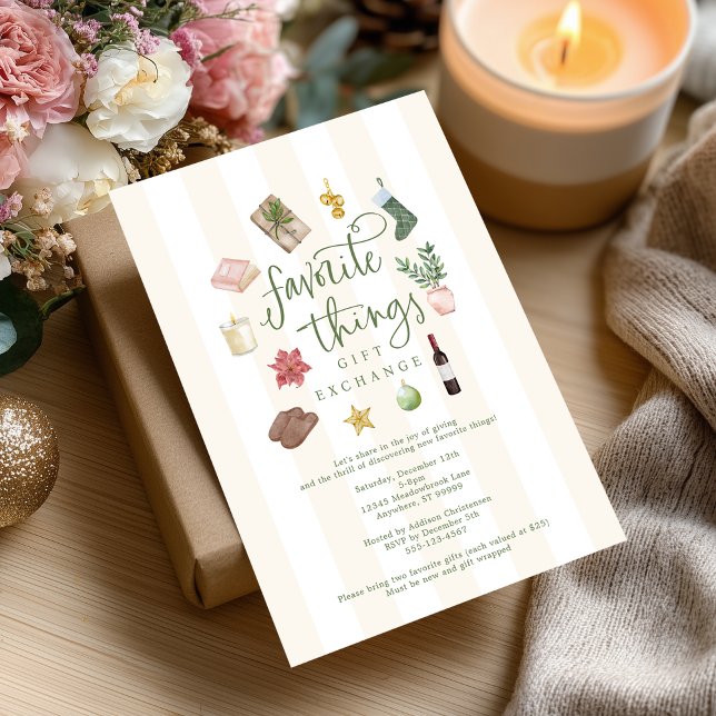 Invitation Échange de cadeaux de Noël (Shown on a 5" x 7" invitation)