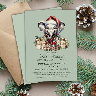 Invitation Échange de cadeaux éléphant blanc de Noël festif