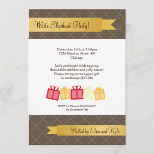 Invitation Échange de cadeaux fête de Noël brun brun brun rub