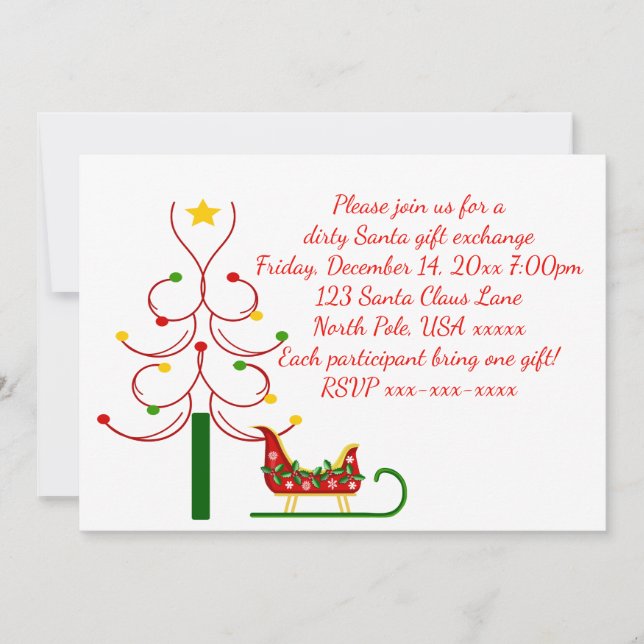 Invitation Échange de cadeaux pour Noël à Père Noël (Devant)