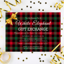 Échange de cadeaux Retro Chrismas Plaid White Elep
