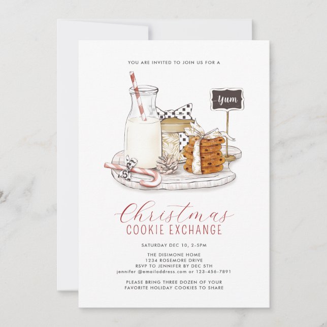 Invitation Échange de cookies de Noël moderne (Devant)