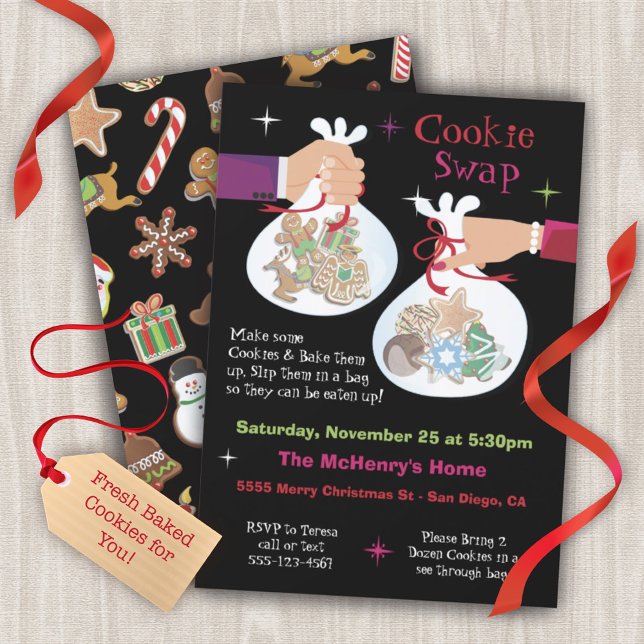 Invitation Échange de cookies de Noël rétro (Créateur téléchargé)