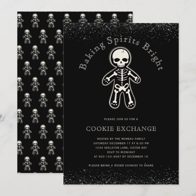 Invitation Échange de cookies gothiques (Devant / Derrière)