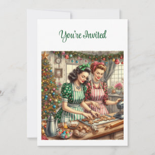 Invitation Échange de cookies vintages Noël