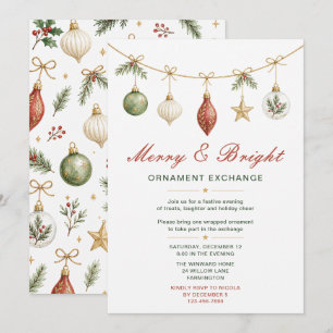 Invitation Échange de décorations de Noël Merry & Bright