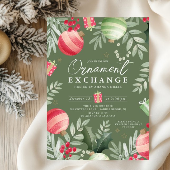 Invitation Échange d'ornement festif Noël (Créateur téléchargé)