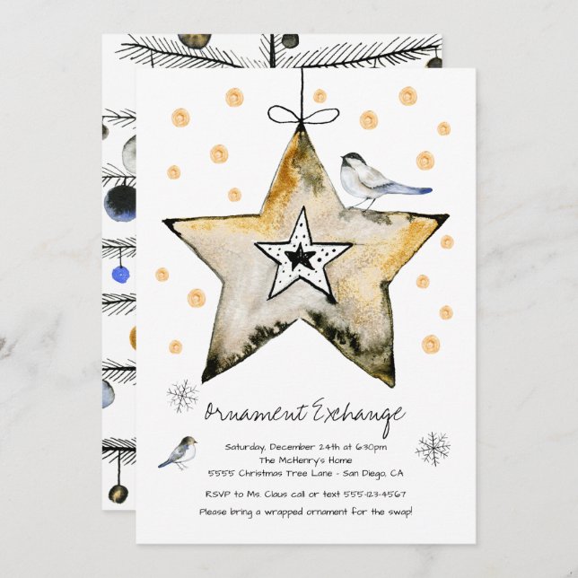 Invitation Échange d'ornement Noël Fête de Noël (Devant / Derrière)
