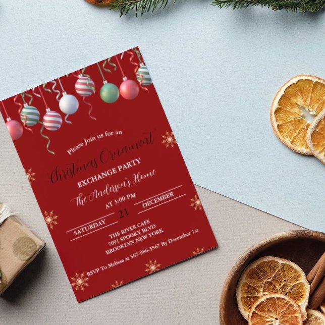 Invitation Échange d'ornements de Noël Fête de fêtes (Créateur téléchargé)