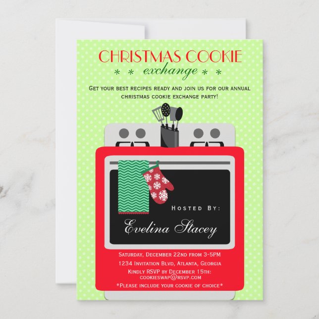 Invitation Échange moderne de biscuit de Noël (Devant)