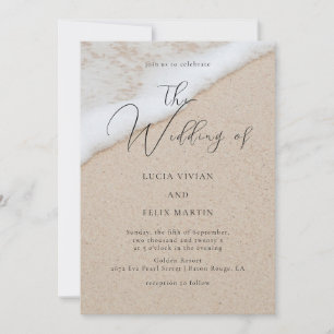 Invitation Échantillon de Mariage moderne White Ocean Waves &