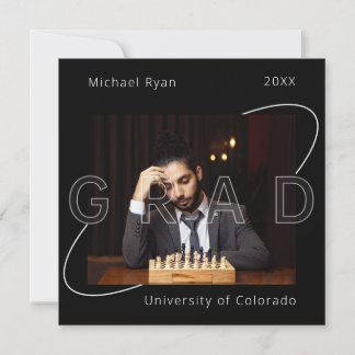 Invitation Échecs blancs noirs modernes 2x Diplôme photo