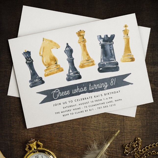 Invitation Échecs qui | Chess Theme Anniversaire de enfant Pa (Créateur téléchargé)