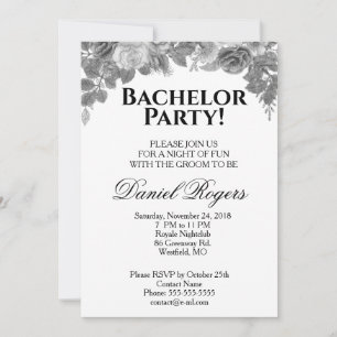 Invitation Échelle de gris de roses et enterrement de vie de