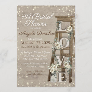 Invitation Échelle en bois vintage et nuptiale en étincelle R