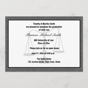 Invitation Échelles de justice, gris, Annoucement licencié