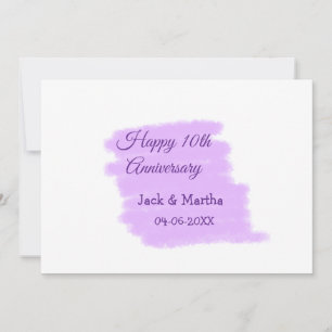 Invitation Éclaboussure aquarelle violette moderne 10e annive