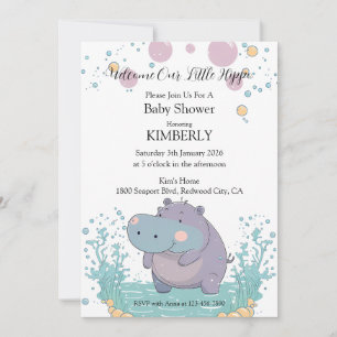 Invitation Éclaboussure de Joie, Petit Hippopotame