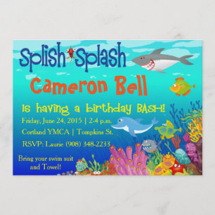 Invitation Éclaboussure de Splish sous le coup d'anniversaire