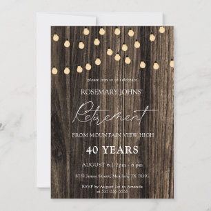 Invitation Éclairage à cordes de bois rustique