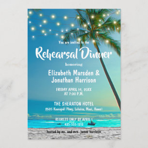 Invitation Éclairage à cordes Dîner de répétition de plage tr