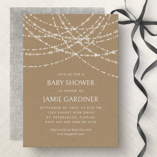 Invitation Éclairage à cordes Kraft Baby shower Neutre genre