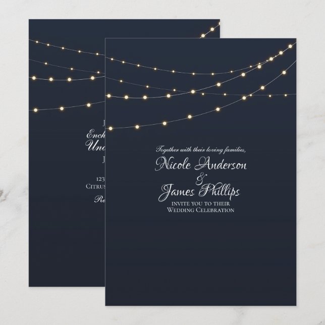 Invitation Éclairage à cordes moderne Simple Rustic Minimal M (Devant / Derrière)