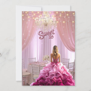 Invitation Éclairage à étincelles rose sweet sixteen
