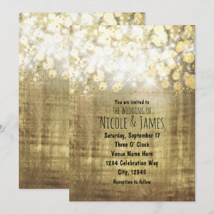 Invitation Éclairage brillant des invités de glam d'or rustiq