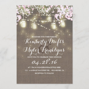 Invitation Éclairage de chaîne Mason Jars Rustique Mariage Bu