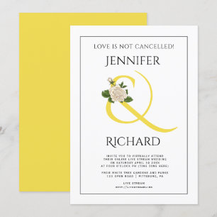 Invitation Éclairage de l'imprimante jaune et mariage virtuel