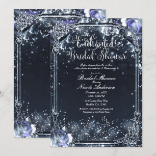 Invitation Éclairage Rose en argent violet Fête des mariées 