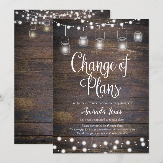Invitation Éclairages à cordes rustiques Changement de plan F (Devant / Derrière)