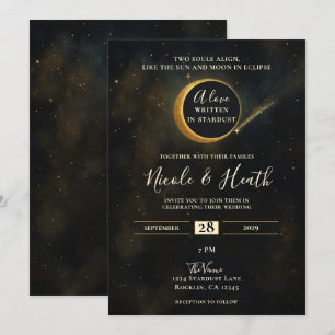 Invitation Éclipse de poussière d'étoile dorée Mariage célest