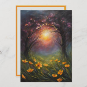 Invitation Éclipse solaire Affichage de la partie Fleurs enti