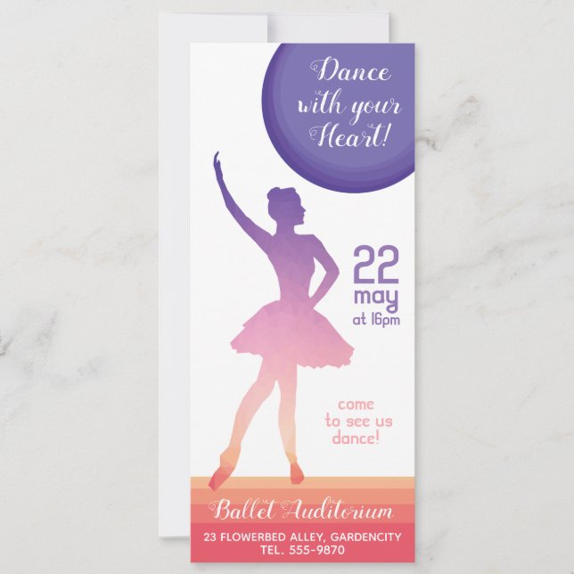 Invitation École de danse récital de ballet de silhouette de  (Devant)
