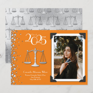 Invitation École de Droit Avocat Silver Graduation Orange