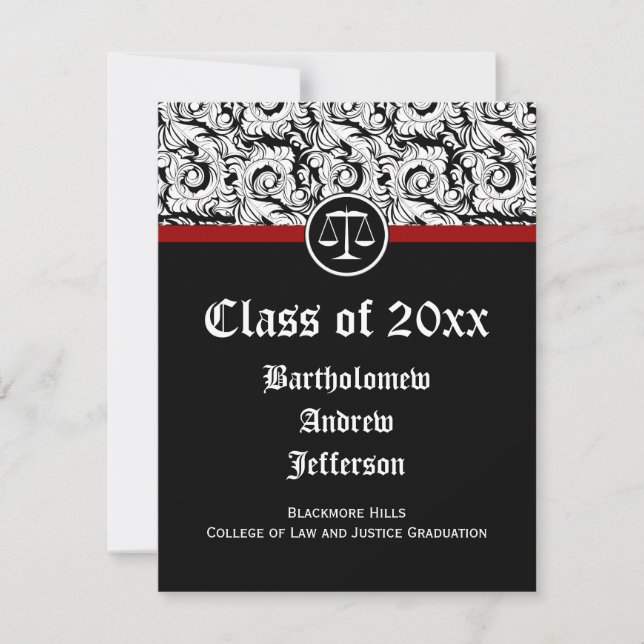 Invitation Ecole de droit de l'échelle de la justice noire/bl (Devant)