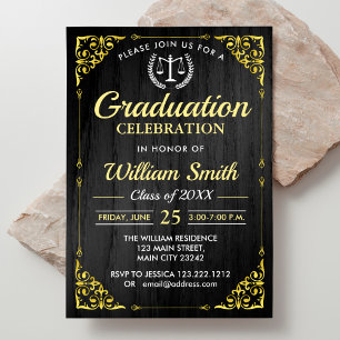 Invitation École De Droit Élégant Golden Graduation Avec Phot