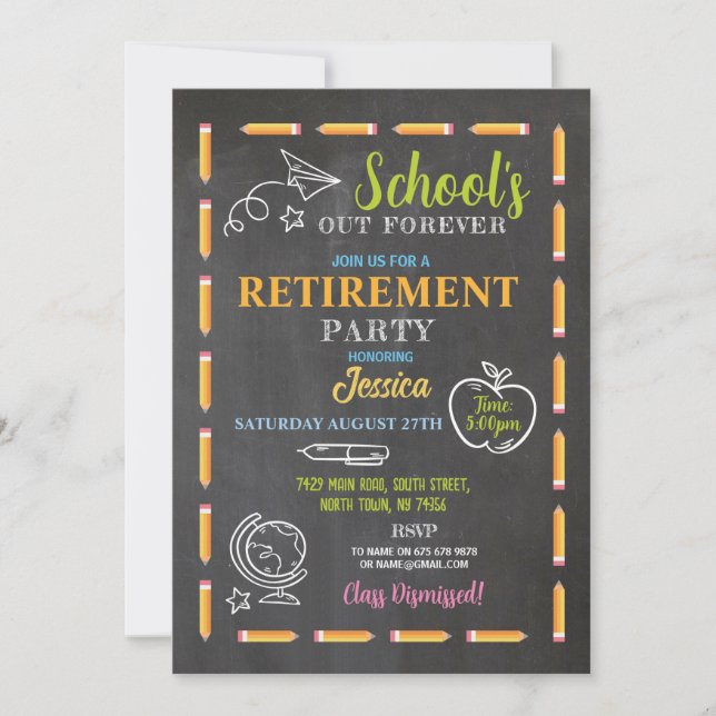 Invitation Écoles Notre Forever Retraite Party Enseignant (Devant)